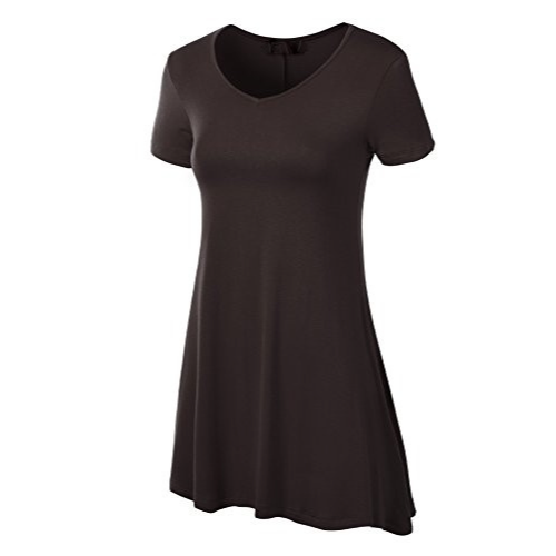 Short Sleeve Tunic Top DARK Brown Brown / Large Short Sleeve Tunic Top DARK Brown Brown / Large