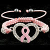 Breast Cancer Awareness Drawstring Bling Bracelet