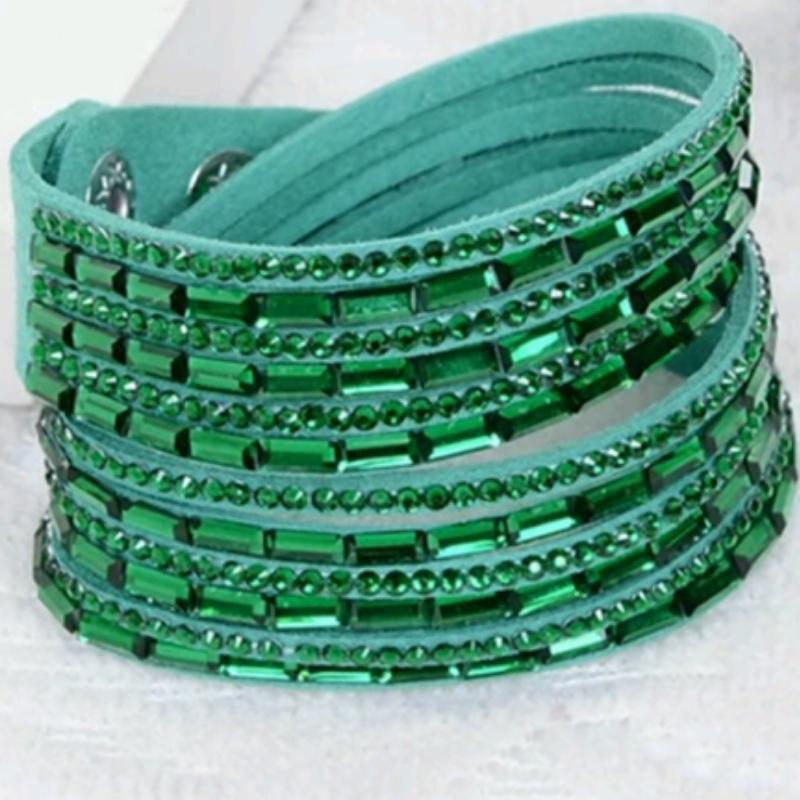 Crystal Explosion Green Snap Wrap Bracelet (or Choker Necklace)
