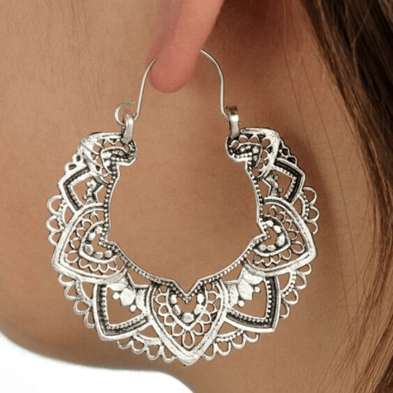 Boho sales silver earrings