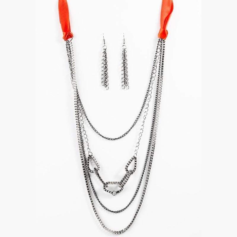 Orange Ribbon Necklace