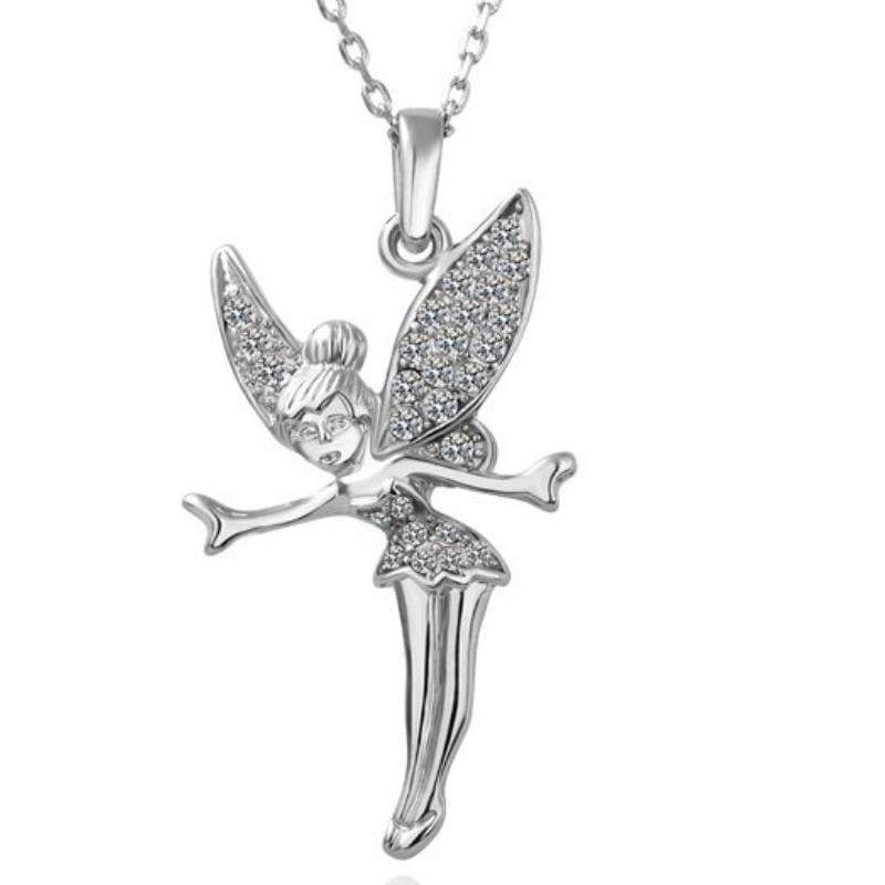 Tinkerbell Fairy Charm with Crystals Clip on Pendant for European Charm Jewelry w/ Lobster Clasp, Women's, Grey Type