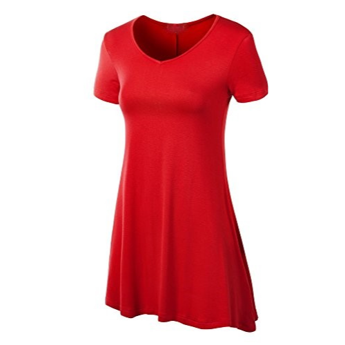 Short Sleeve Tunic Top RED
