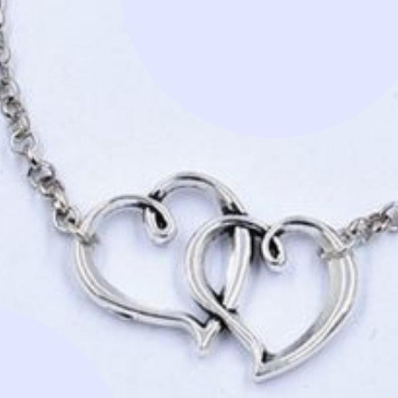 Two Hearts As One Silver Anklet – WICKED WONDERS