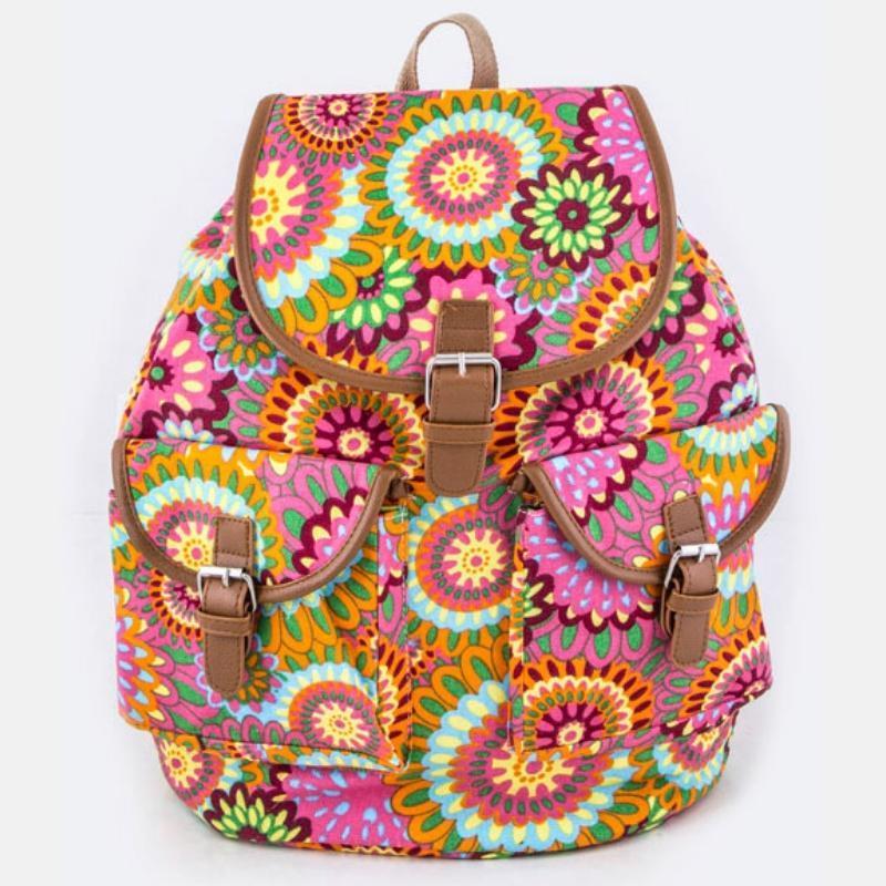 Iconic Flower Pattern Backpack Pink