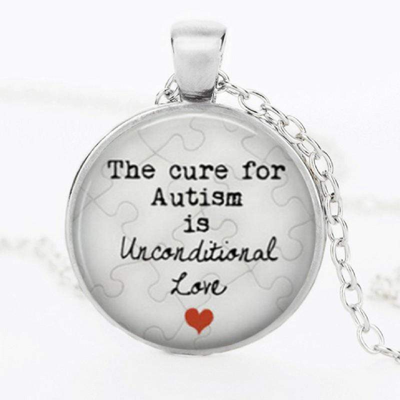 Autism Awareness Silver Necklace Set