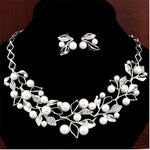 Lovely Leaves White Statement Necklace  Set