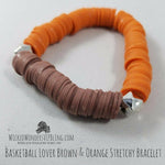 Basketball Lover Brown & Orange Stretchy Bracelet