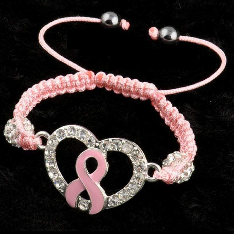 Breast Cancer Awareness Drawstring Bling Bracelet