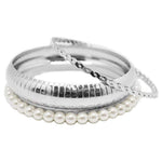 Crazy Little Thing Called Love White & Silver Set of Bangle Bracelets