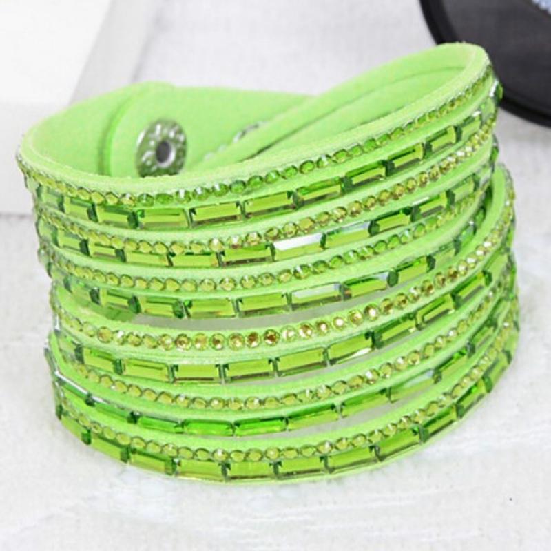 Crystal Explosion Bright Green Snap Wrap Bracelet (or Choker Necklace)
