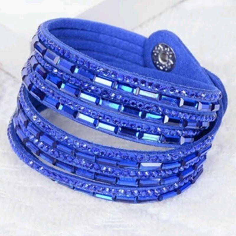 Crystal Explosion Bright Royal Blue Snap Wrap Bracelet (or Choker Necklace)