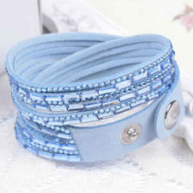 Crystal Explosion Light Blue Snap Wrap Bracelet (or Choker Necklace)