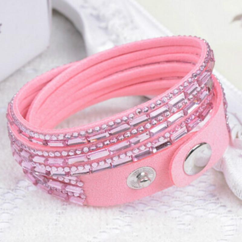 Crystal Explosion Light Pink Snap Wrap Bracelet (or Choker Necklace)