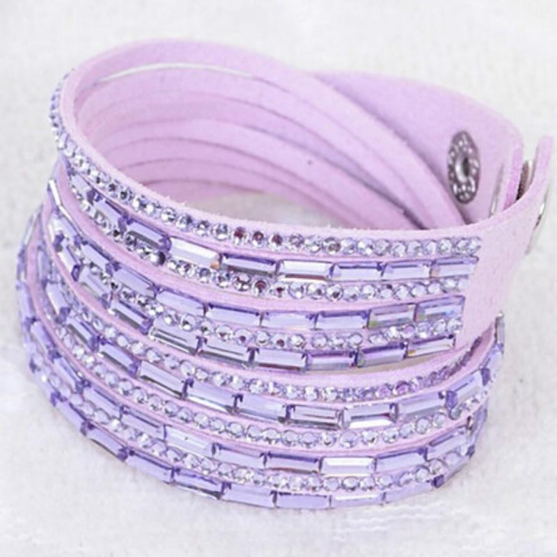 Crystal Explosion Light Purple Snap Wrap Bracelet (or Choker Necklace)