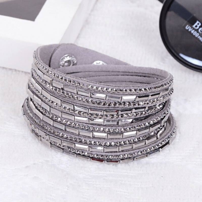 Crystal Explosion Silver Snap Wrap Bracelet (or Choker Necklace)