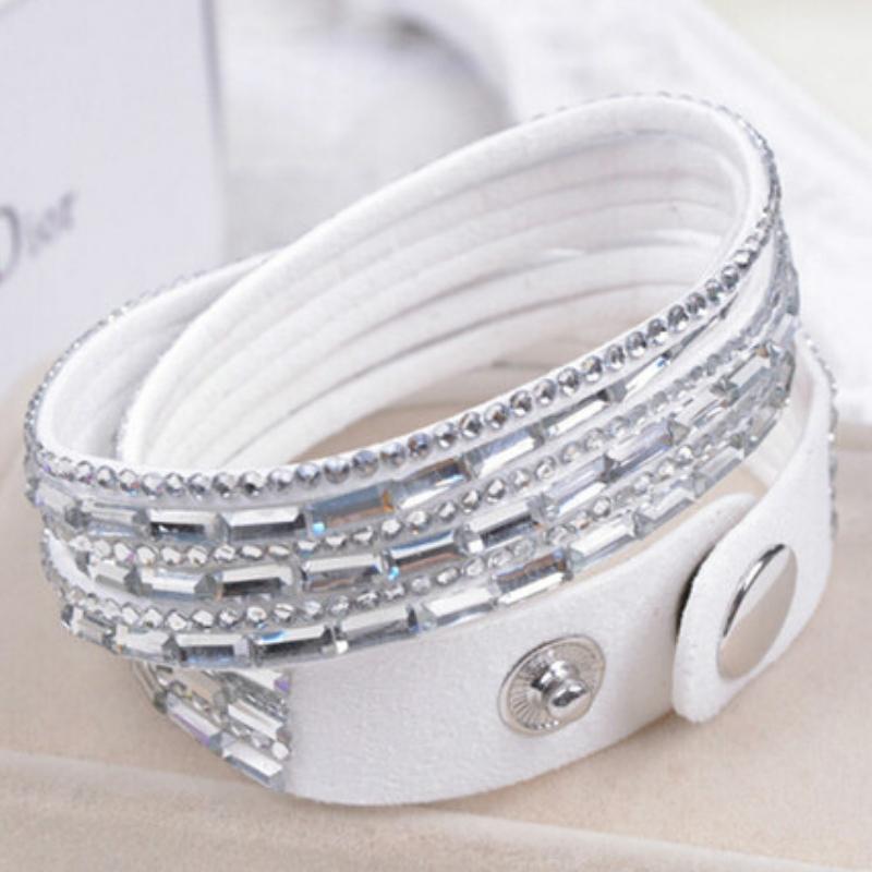 Crystal Explosion White Snap Wrap Bracelet (or Choker Necklace)