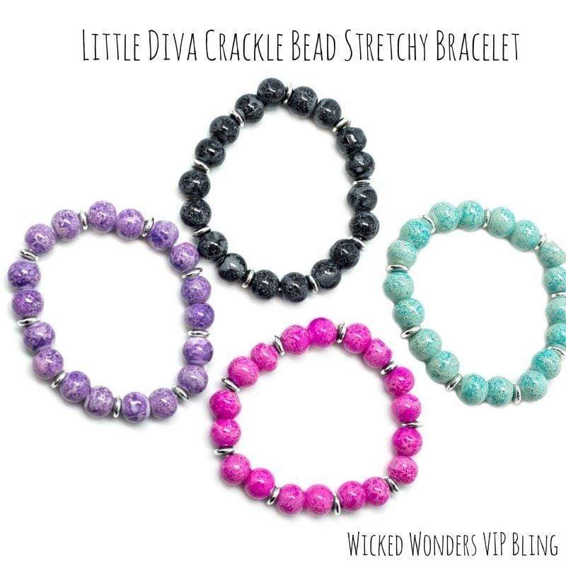 Little Diva Crackle Bead Stretchy Bracelet