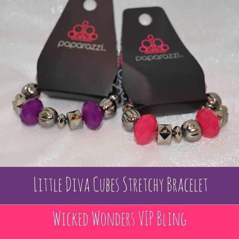Little Diva Gunmetal Cubes Stretchy Bracelet