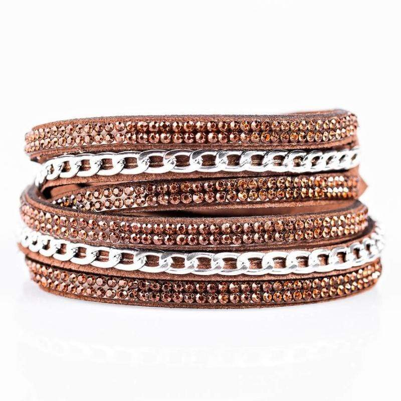 Put On Your Game Face Brown Snap Wrap Bracelet