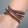 Put On Your Game Face Brown Snap Wrap Bracelet