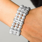 Put on Your GLAM Face Silver Stretchy Bracelet
