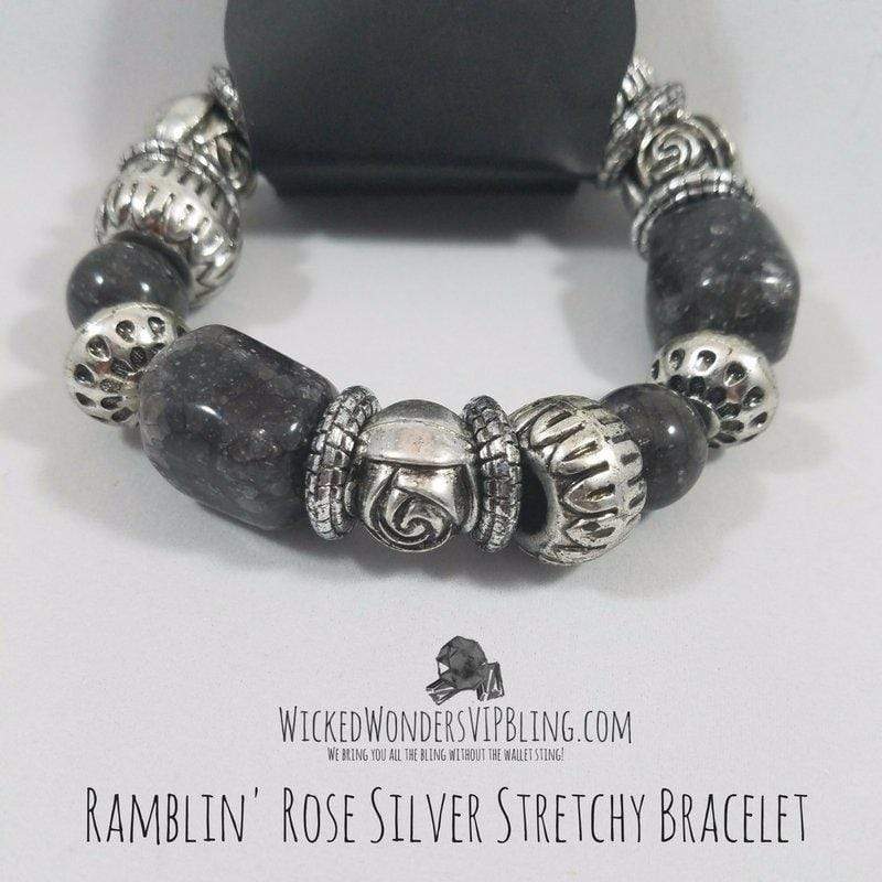Ramblin' Rose Silver Stretchy Bracelet