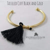 Tasseled Cuff Black and Gold Skinny Cuff Bracelet