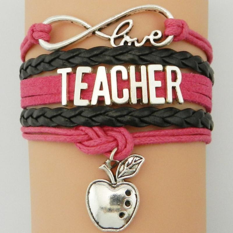 Teaching Day Dark Pink and Black Bracelet