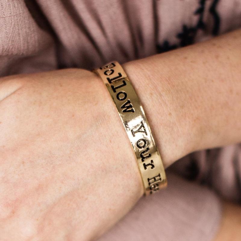 Wherever Your Hear Takes You Gold Cuff Bracelet