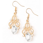 A Crown Pleaser White Gem and Gold Earrings