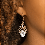 A Crown Pleaser White Gem and Gold Earrings