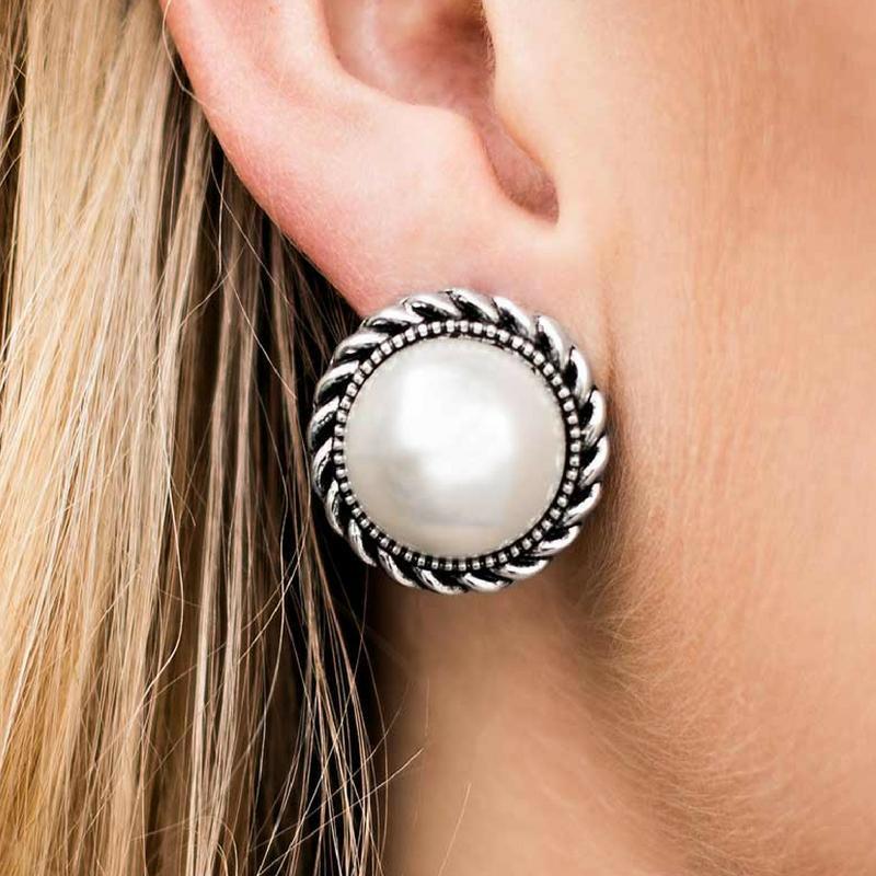 Atlantic City White Pearl Post Earrings