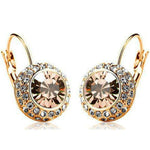 Bejeweled Gold Gem and Rhinestone Click Close Huggie Hoop Earrings