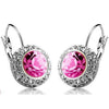 Bejeweled Pink Gem and Rhinestone Click Close Huggie Hoop Earrings