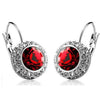 Bejeweled Red Gem and Rhinestone Click Close Huggie Hoop Earrings