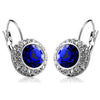 Bejeweled Royal Blue Gem and Rhinestone Click Close Huggie Hoop Earrings
