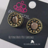 Buttons Brass Post Earrings