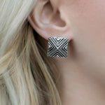 Dance of the Pyramids Silver Post Earrings