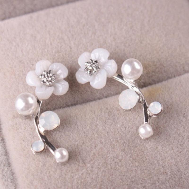 Flirty Floral Dainty White Post Earrings