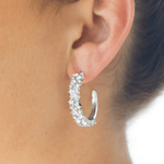Glitter Galaxy White Rhinestone Hoop Earrings