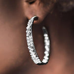 Glitzy by Association Black and White Rhinestone Hoop Earrings