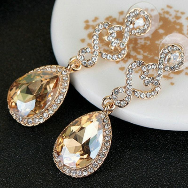 Golden Drop of Luxury Gem Earrings