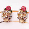 Guns and Roses Skull Multi Crystal Post Earrings