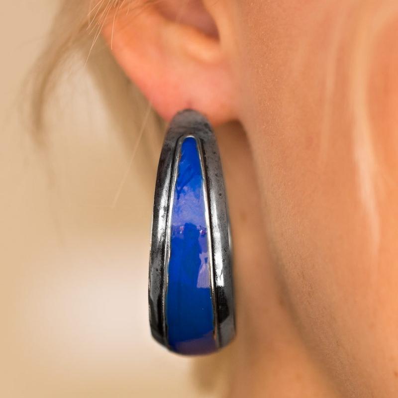 Gypsy Rumba Blue Hoop Earrings