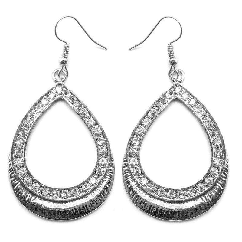 I'm Calling Your Bluff Silver and White Rhinestone Earrings