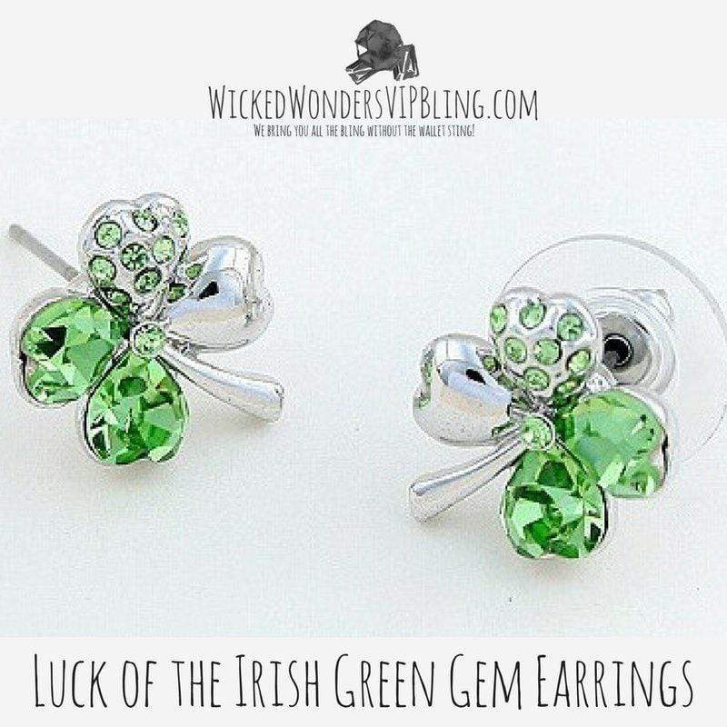 Luck of the Irish Dainty Green Gem Earrings
