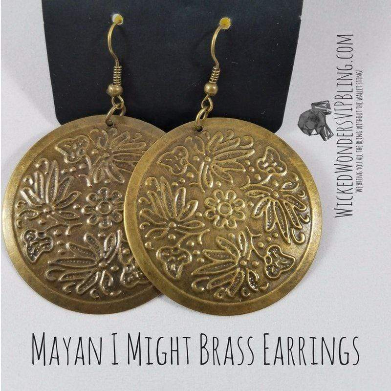 Mayan I Might Brass Earrings