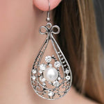 Oh, Pretty Woman White Pearl and Rhinestone Earrings