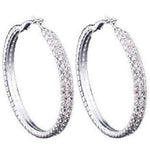 Rhinestone Luxury Bling Silver & White Rhinestone Hoop Earrings